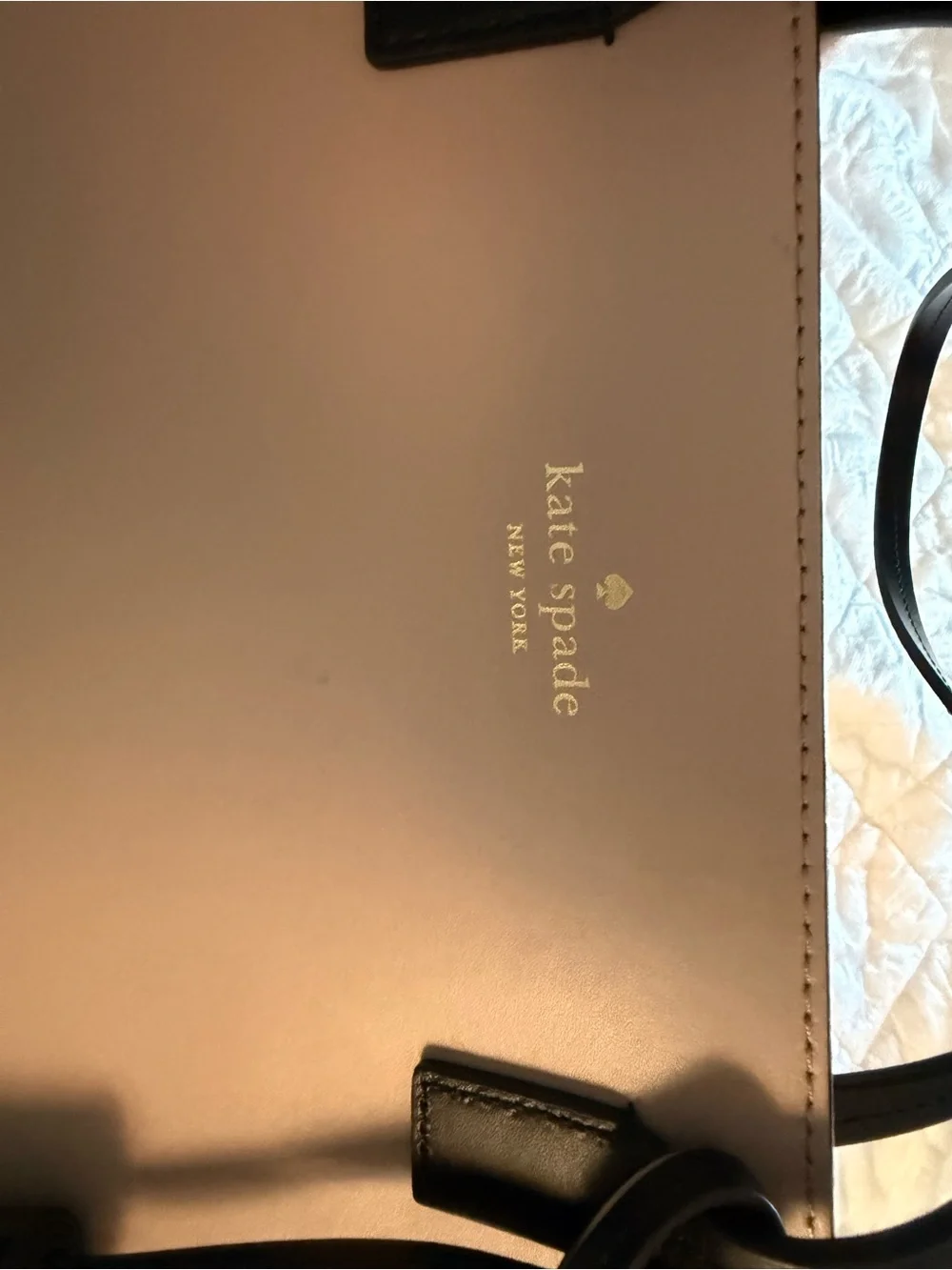kate spade Two-Tone Blush and Black Leather Tote with Tassel
